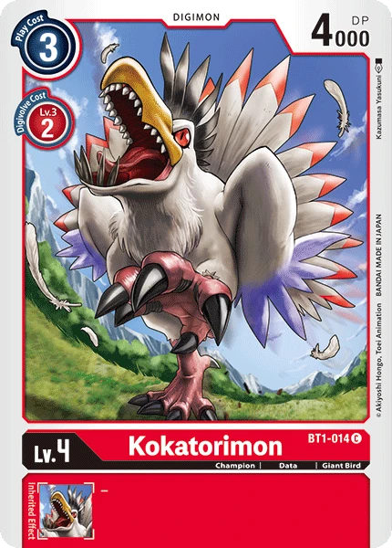 Digimon Kartenspiel Sammelkarte BT1-014 Kokatorimon
