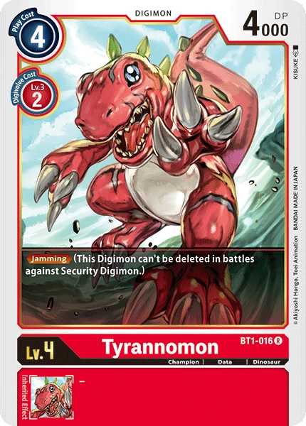 Digimon Kartenspiel Sammelkarte BT1-016 Tyrannomon