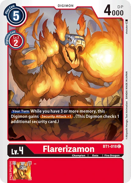 Digimon Kartenspiel Sammelkarte BT1-018 Flarerizamon