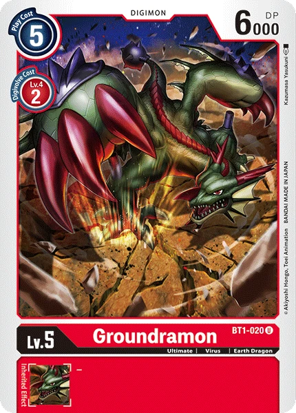 Digimon Kartenspiel Sammelkarte BT1-020 Groundramon