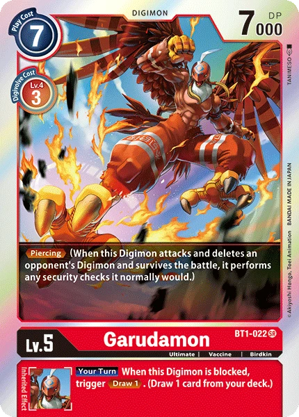 Digimon Kartenspiel Sammelkarte BT1-022 Garudamon