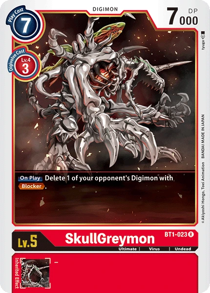 Digimon Kartenspiel Sammelkarte BT1-023 SkullGreymon