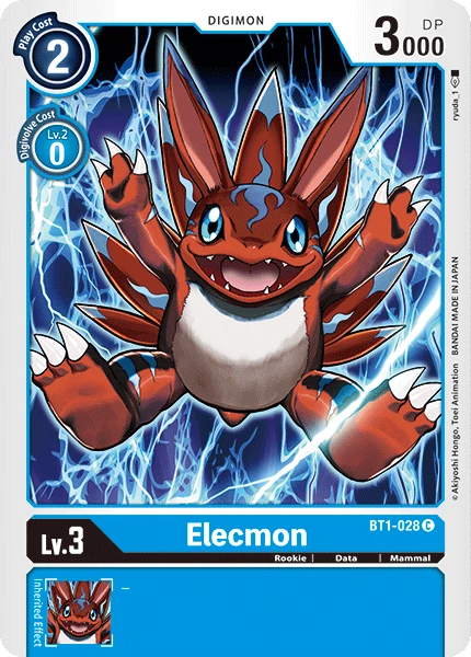 Digimon Kartenspiel Sammelkarte BT1-028 Elecmon