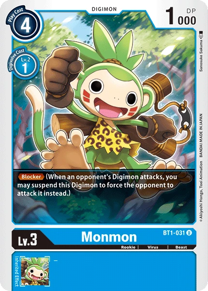 Digimon Kartenspiel Sammelkarte BT1-031 Monmon