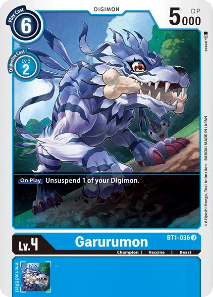 Digimon Kartenspiel Sammelkarte BT1-036 Garurumon