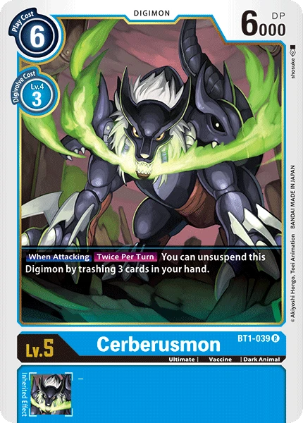 Digimon Kartenspiel Sammelkarte BT1-039 Cerberusmon