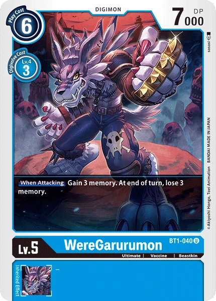 Digimon Kartenspiel Sammelkarte BT1-040 WereGarurumon