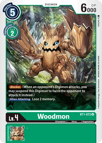 Digimon Kartenspiel Sammelkarte BT1-072 Woodmon