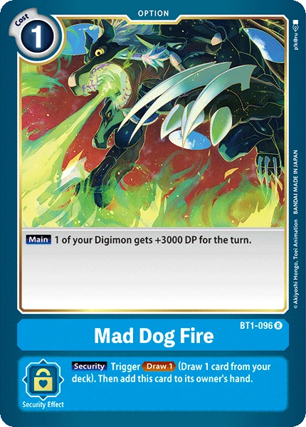 Digimon Kartenspiel Sammelkarte BT1-096 Mad Dog Fire