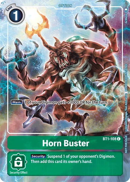 Digimon Kartenspiel Sammelkarte BT1-108 Horn Buster alternatives Artwork 1