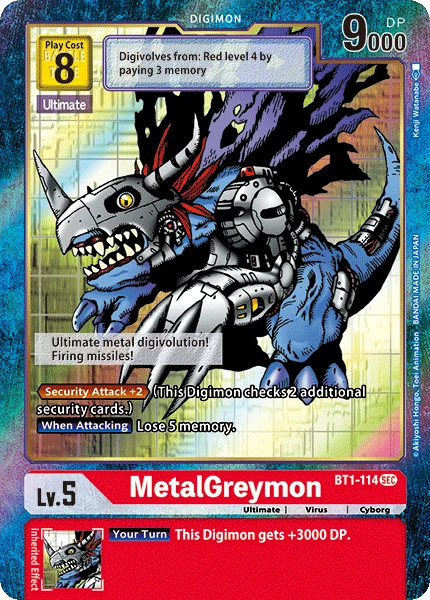 Digimon Kartenspiel Sammelkarte BT1-114 MetalGreymon alternatives Artwork 1