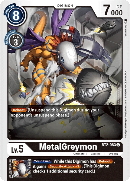 Digimon Kartenspiel Sammelkarte BT2-063 MetalGreymon