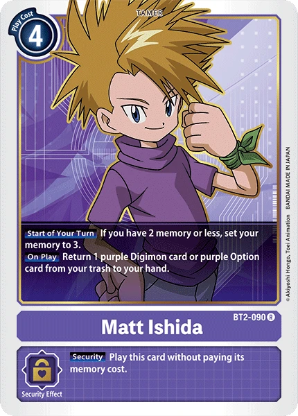 Digimon Kartenspiel Sammelkarte BT2-090 Matt Ishida