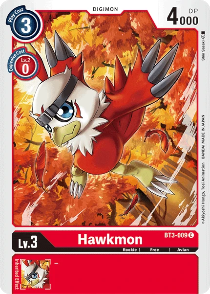 Digimon Kartenspiel Sammelkarte BT3-009 Hawkmon