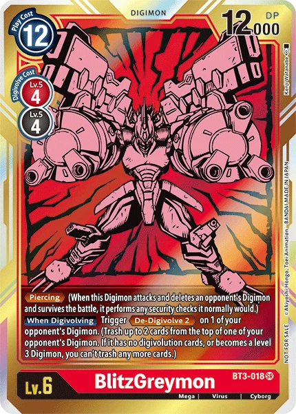 Digimon Kartenspiel Sammelkarte BT3-018 BlitzGreymon alternatives Artwork 1