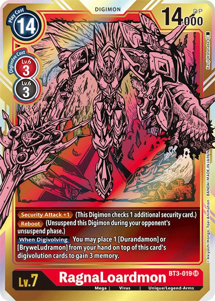Digimon Kartenspiel Sammelkarte BT3-019 RagnaLoardmon alternatives Artwork 1