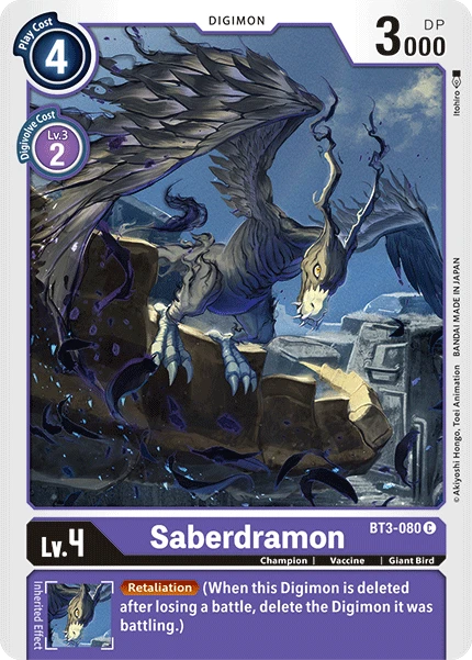 Digimon Kartenspiel Sammelkarte BT3-080 Saberdramon