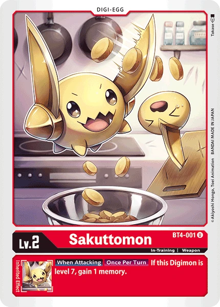Digimon Kartenspiel Sammelkarte BT4-001 Sakuttomon