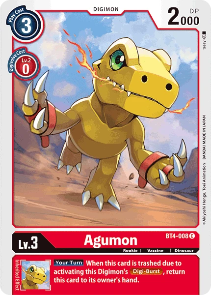 Digimon Kartenspiel Sammelkarte BT4-008 Agumon