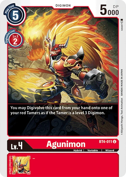 Digimon Kartenspiel Sammelkarte BT4-011 Agunimon