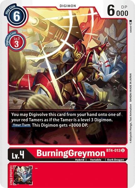 Digimon Kartenspiel Sammelkarte BT4-013 BurningGreymon