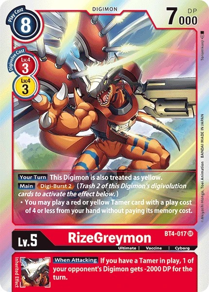 Digimon Kartenspiel Sammelkarte BT4-017 RizeGreymon
