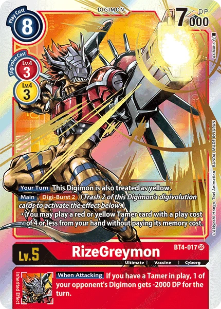 Digimon Kartenspiel Sammelkarte BT4-017 RizeGreymon alternatives Artwork 1