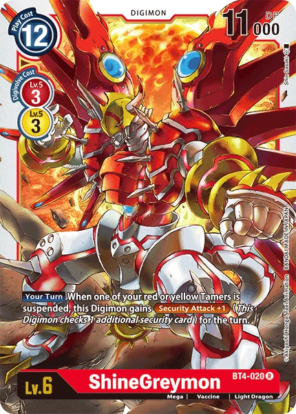 Digimon Kartenspiel Sammelkarte BT4-020 ShineGreymon