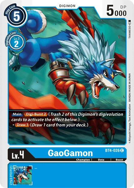 Digimon Kartenspiel Sammelkarte BT4-026 GaoGamon