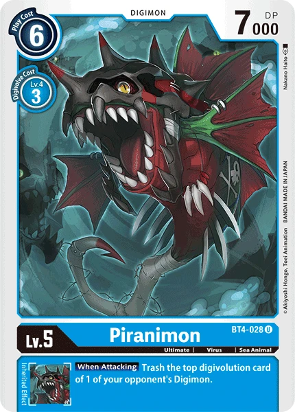 Digimon Kartenspiel Sammelkarte BT4-028 Piranimon