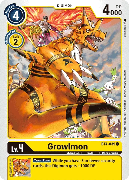 Digimon Kartenspiel Sammelkarte BT4-039 Growlmon