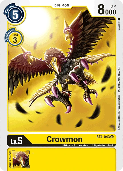 Digimon Kartenspiel Sammelkarte BT4-043 Crowmon