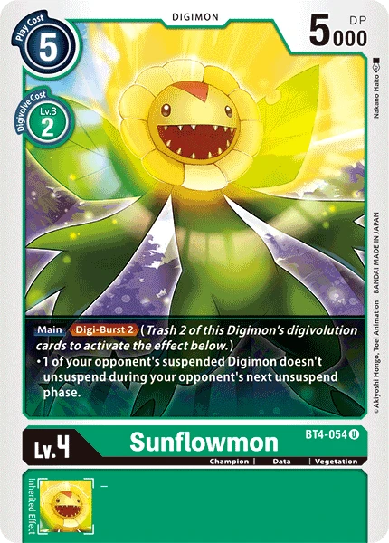 Digimon Kartenspiel Sammelkarte BT4-054 Sunflowmon