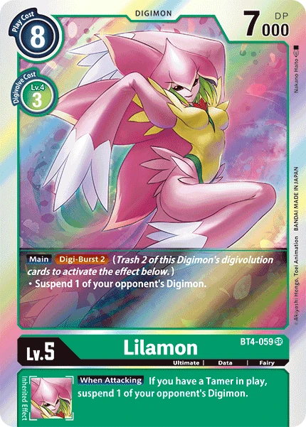 Digimon Kartenspiel Sammelkarte BT4-059 Lilamon