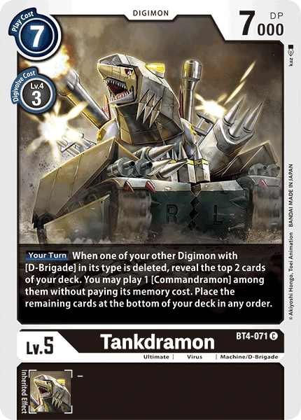 Digimon Kartenspiel Sammelkarte BT4-071 Tankdramon