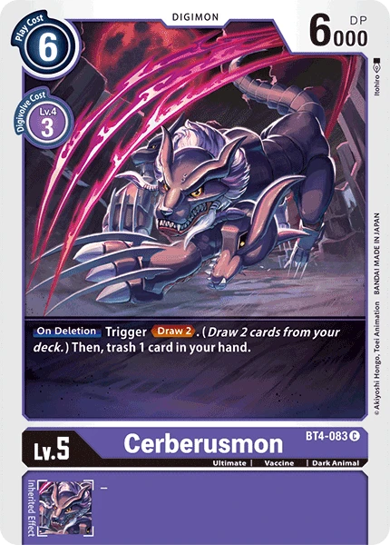 Digimon Kartenspiel Sammelkarte BT4-083 Cerberusmon