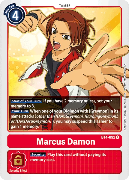 Digimon Kartenspiel Sammelkarte BT4-092 Marcus Damon