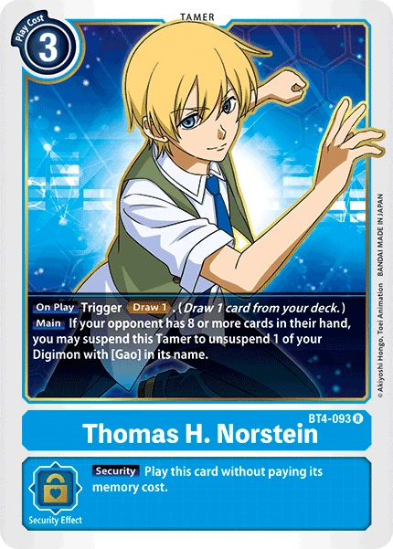 Digimon Kartenspiel Sammelkarte BT4-093 Thomas H. Norstein