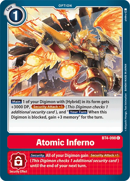 Digimon Kartenspiel Sammelkarte BT4-098 Atomic Inferno