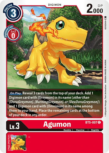 Digimon Kartenspiel Sammelkarte BT5-007 Agumon