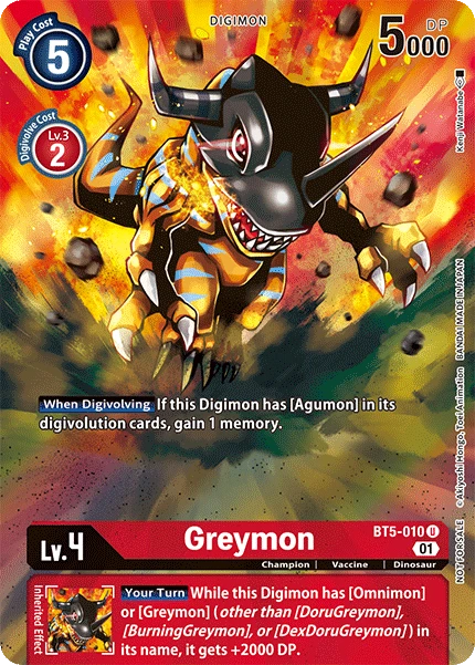 Digimon Kartenspiel Sammelkarte BT5-010 Greymon alternatives Artwork 1