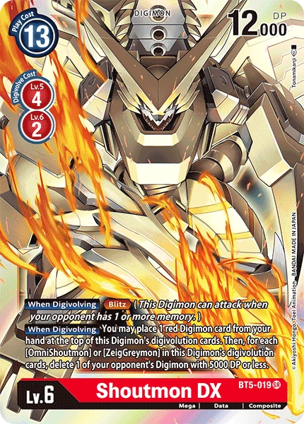 Digimon Kartenspiel Sammelkarte BT5-019 Shoutmon DX