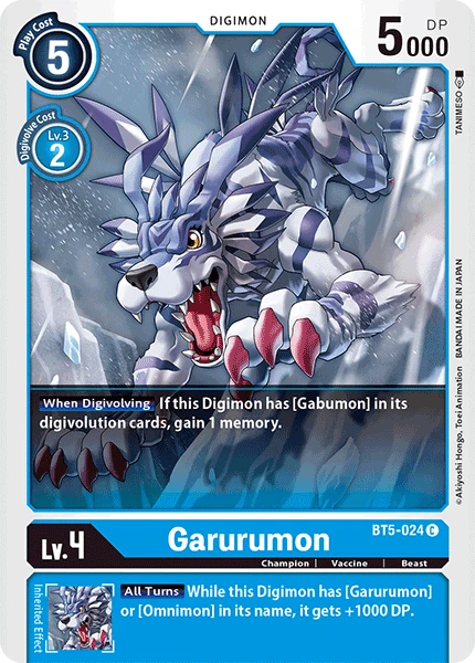 Digimon Kartenspiel Sammelkarte BT5-024 Garurumon