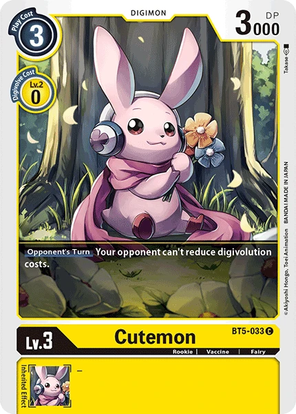 Digimon Kartenspiel Sammelkarte BT5-033 Cutemon