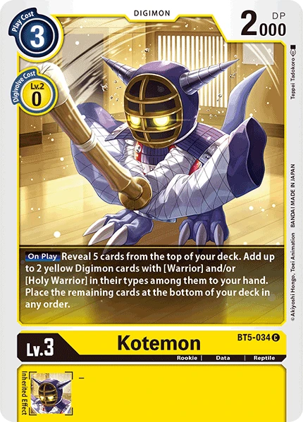 Digimon Kartenspiel Sammelkarte BT5-034 Kotemon