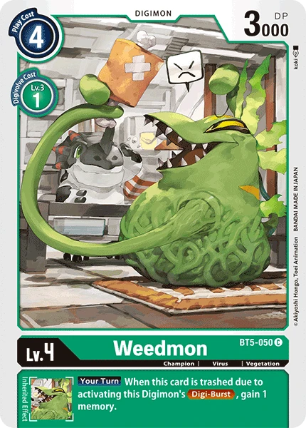 Digimon Kartenspiel Sammelkarte BT5-050 Weedmon