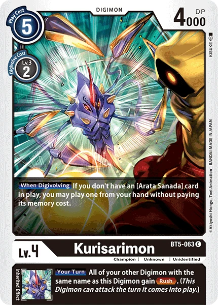 Digimon Kartenspiel Sammelkarte BT5-063 Kurisarimon