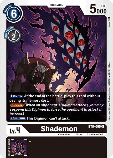 Digimon Kartenspiel Sammelkarte BT5-065 Shademon