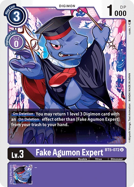 Digimon Kartenspiel Sammelkarte BT5-072 Fake Agumon Expert