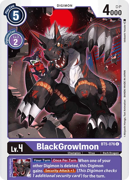 Digimon Kartenspiel Sammelkarte BT5-076 BlackGrowlmon